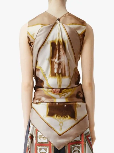 Shop Burberry Sleeveless Montage Print Silk Top In Multicolour