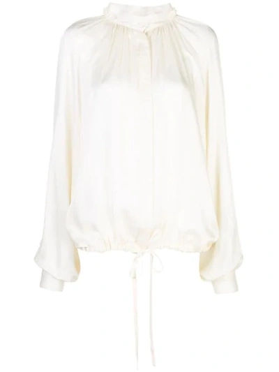 Shop Ann Demeulemeester Drawstring Tie Shirt In White