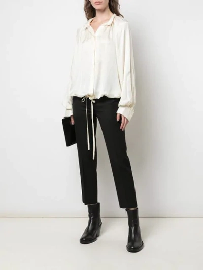 Shop Ann Demeulemeester Drawstring Tie Shirt In White