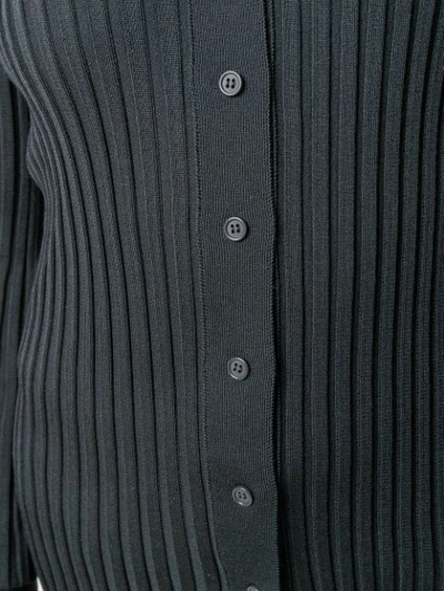 Shop Bottega Veneta Ribbed Buttoned Cardigan In Grey