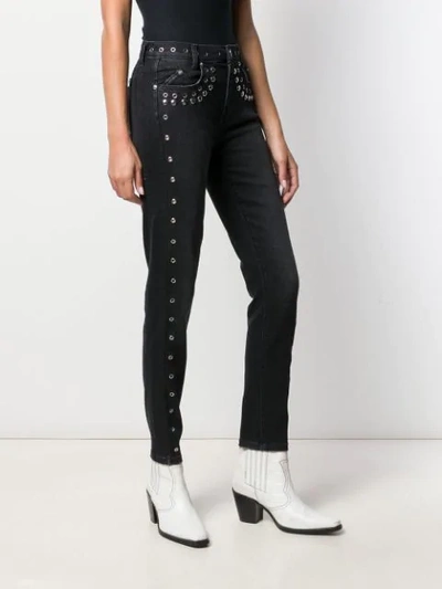 Shop Current Elliott Studded High-rise Skinny Jeans In Black