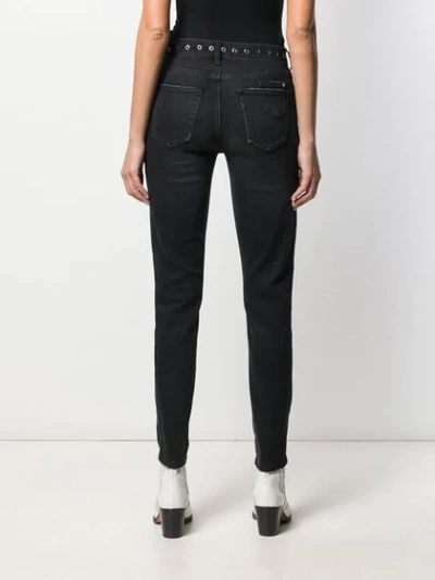 Shop Current Elliott Studded High-rise Skinny Jeans In Black