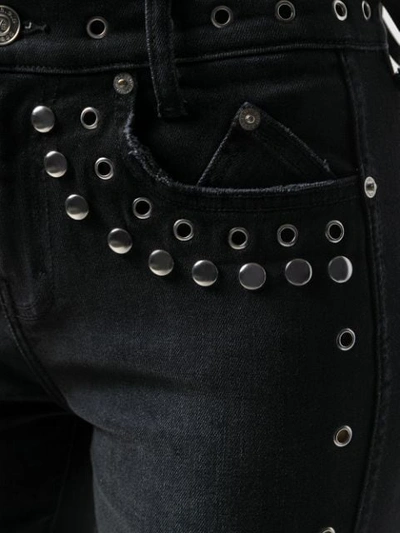 Shop Current Elliott Studded High-rise Skinny Jeans In Black