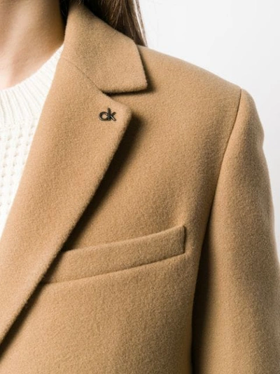 Shop Calvin Klein Single Breasted Coat In Neutrals