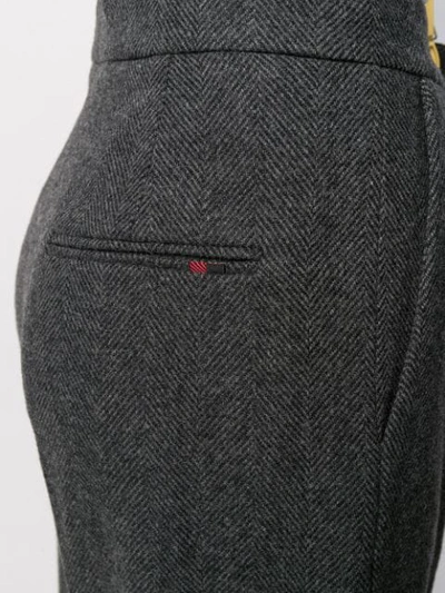 Shop Woolrich Herringbone Cropped Trousers In Grey