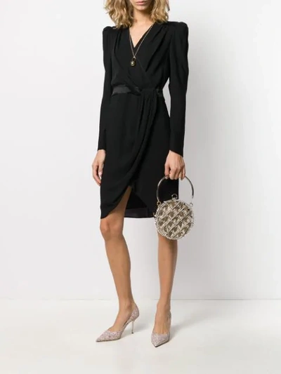 Shop Giambattista Valli Mock Wrap Midi Dress In Black