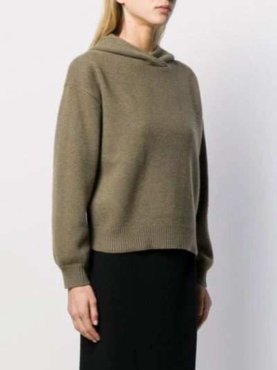 Shop Pringle Of Scotland Cropped Volume Sleeve Hoodie In Green