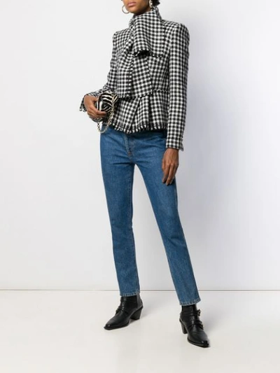 Shop Dolce & Gabbana Dogtooth Fitted Jacket In Black