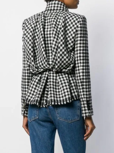 Shop Dolce & Gabbana Dogtooth Fitted Jacket In Black