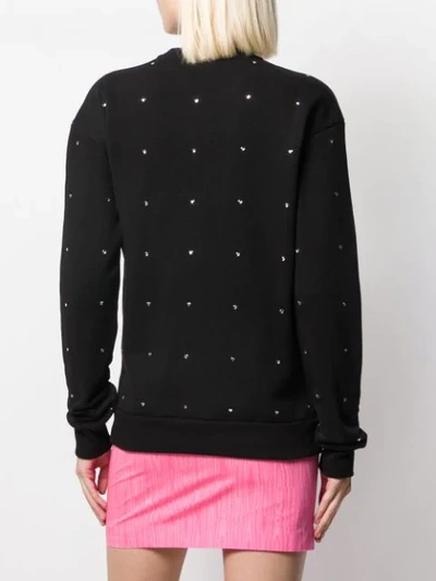 Shop Msgm Micro Heart Rhinestones Sweatshirt In Black
