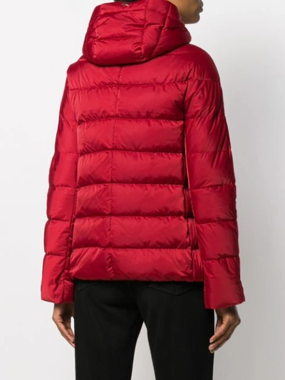 Shop Herno Zipped Hooded Puffer Jacket In Red