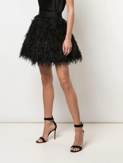 Shop Alice And Olivia Cina Feathered Mini Skirt In Black