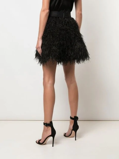 Shop Alice And Olivia Cina Feathered Mini Skirt In Black