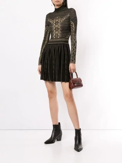 Shop Roberto Cavalli Henna Motif Short Dress In Black