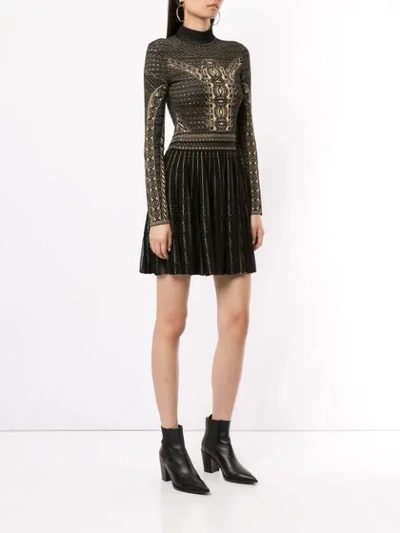 Shop Roberto Cavalli Henna Motif Short Dress In Black