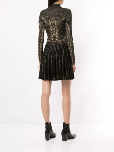 Shop Roberto Cavalli Henna Motif Short Dress In Black