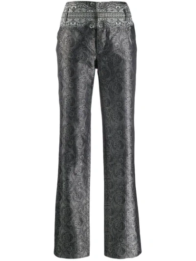 Pre-owned Balenciaga 2000s Paisley Printed Slim-fit Trousers In Grey
