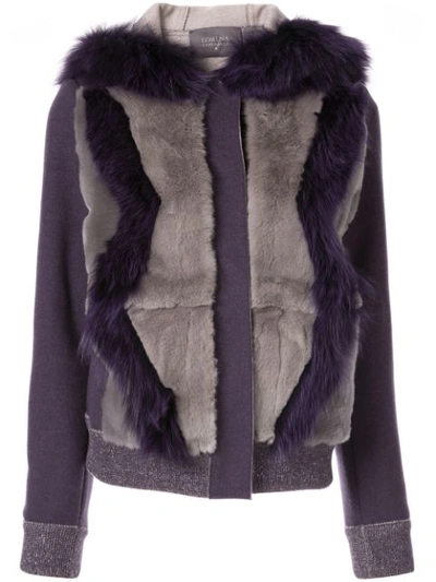 Shop Lorena Antoniazzi Fur-trimmed Bomber Jacket In Purple