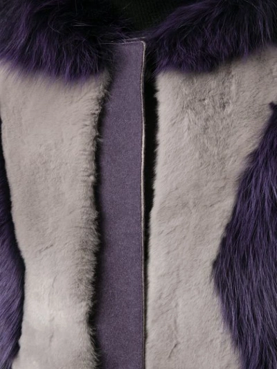 Shop Lorena Antoniazzi Fur-trimmed Bomber Jacket In Purple