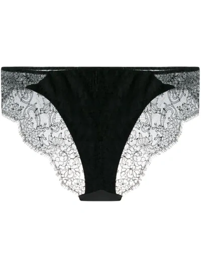 Shop Carine Gilson Briefs With Lace Detail In Black