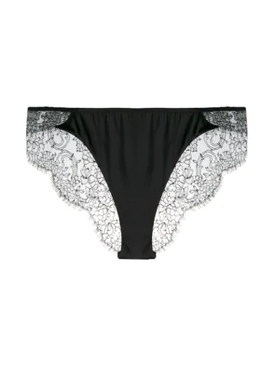 Shop Carine Gilson Briefs With Lace Detail In Black