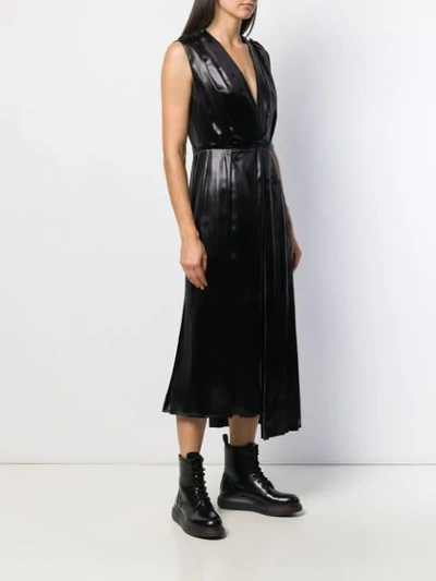 Shop Marni Pleated Midi Dress In Black