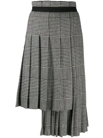Shop Ermanno Scervino Asymmetric Pleated Check Skirt - Black
