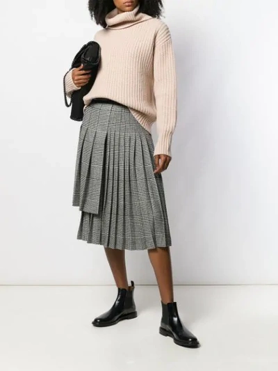 ERMANNO SCERVINO ASYMMETRIC PLEATED CHECK SKIRT - 黑色