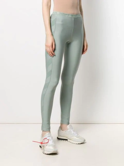 Shop Off-white Diagonal Striped Athletic Leggings In Green