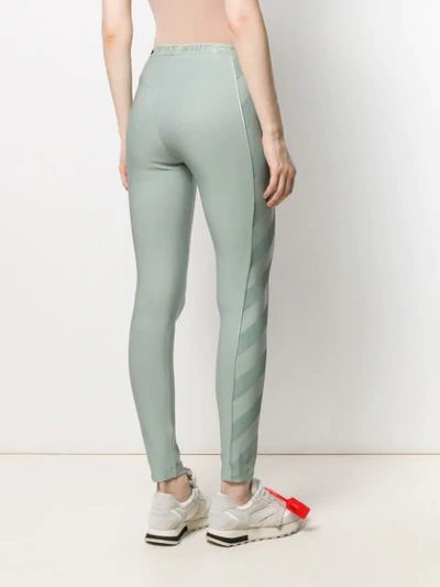 Shop Off-white Diagonal Striped Athletic Leggings In Green