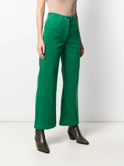 Shop Cotélac Corduroy Flared Trousers In Vert