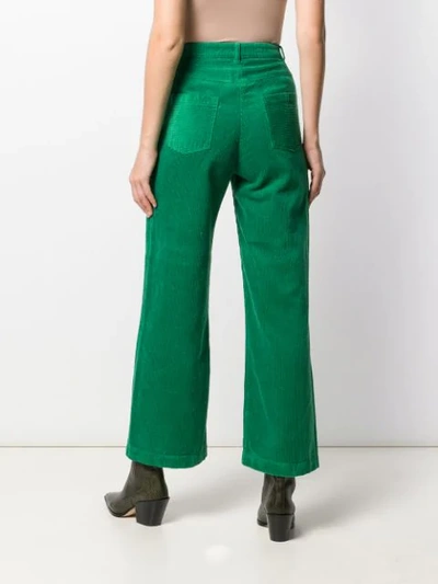 Shop Cotélac Corduroy Flared Trousers In Vert