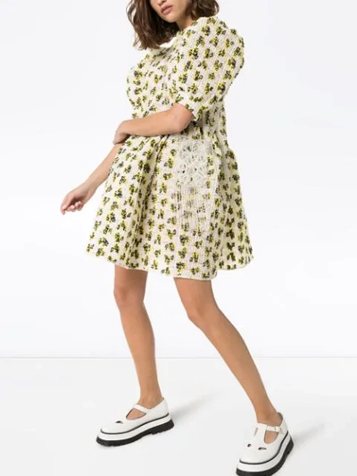 Shop Cecilie Bahnsen Uma Floral Print Mini Dress In Clear / Yellow