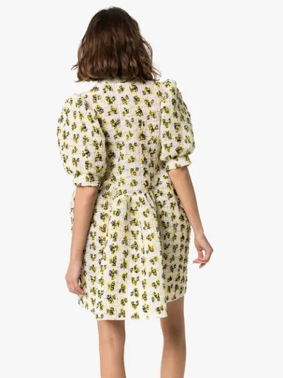 Shop Cecilie Bahnsen Uma Floral Print Mini Dress In Clear / Yellow
