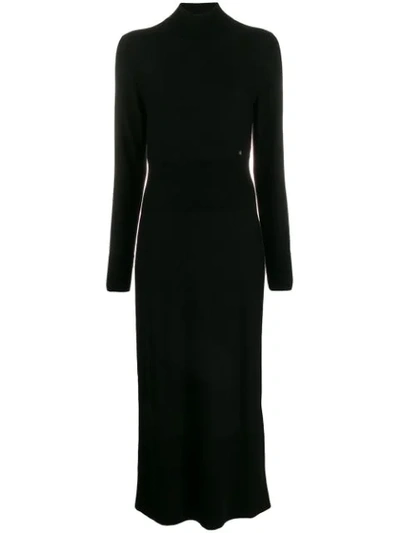 Shop Calvin Klein Roll Neck Knitted Dress In Black
