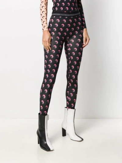 Shop Marine Serre Iconic Logo-print Leggings In Black