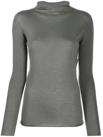 Shop Fabiana Filippi Cowl Neck Knitted Top In Grey