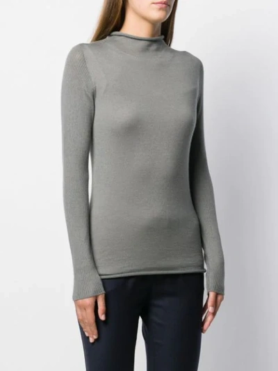 Shop Fabiana Filippi Cowl Neck Knitted Top In Grey