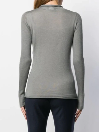 Shop Fabiana Filippi Cowl Neck Knitted Top In Grey