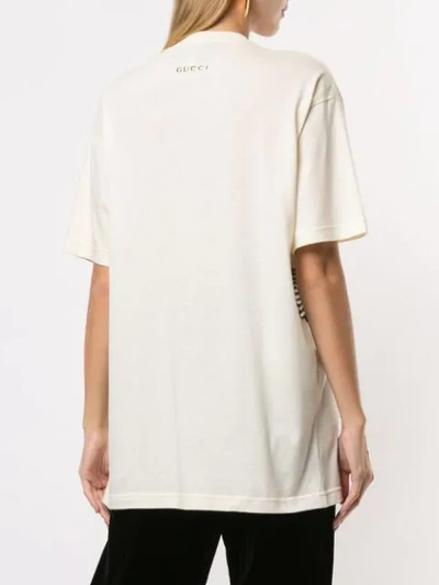 Shop Gucci Feline Print Oversized T-shirt In Neutrals