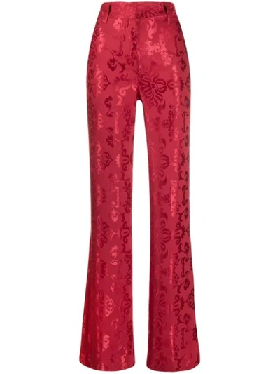 Shop Ann Demeulemeester Daphne High Rise Flared Trousers In Red