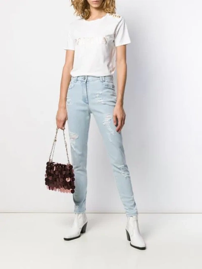 Shop Balmain Slim-fit Ripped Jeans In Blue