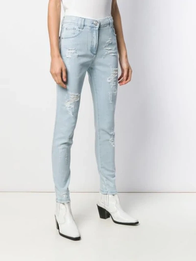 Shop Balmain Slim-fit Ripped Jeans In Blue