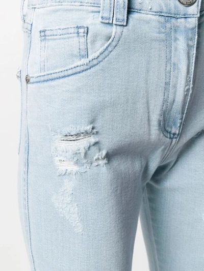 Shop Balmain Slim-fit Ripped Jeans In Blue