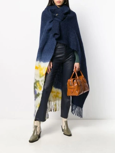 Shop Forte Forte Fringed Knitted Cape-coat In Blue