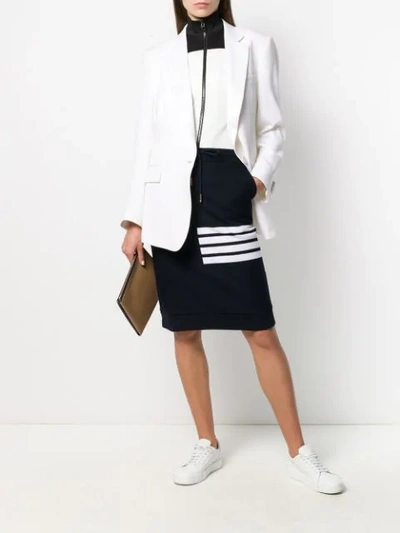 Shop Thom Browne Four Stripe Track Skirt In Blue