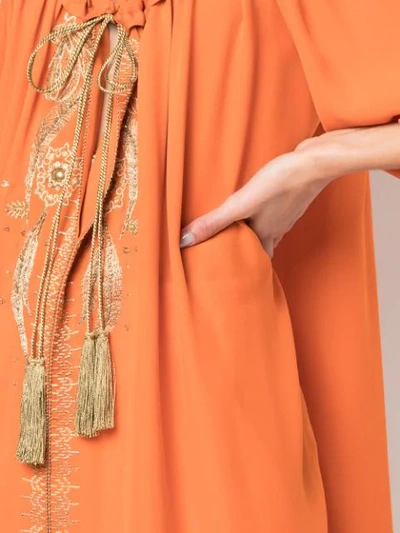 Shop Dundas Floral Embroidery Dress In Orange