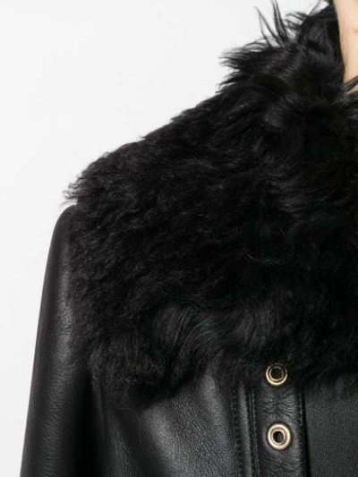 Shop Amen Faux Fur Aviator Jacket In Black