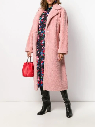 Shop Stand Studio Oversized Faux-shearling Coat In Pink