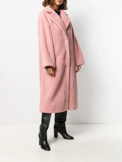 Shop Stand Studio Oversized Faux-shearling Coat In Pink
